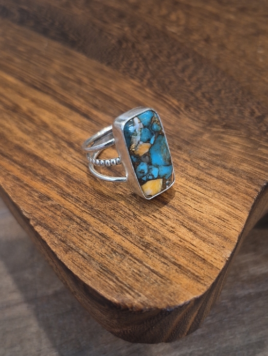 None Jewelry - Natural Copper Turquoise Stone 925 Sterling Silver Bohemian Statement Ring 6-6.5